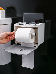 防水免打孔抽纸卷纸筒家用厕纸纸巾盒置物架卫生间壁挂简约带轴