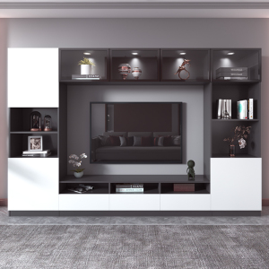 定制电视柜组合墙柜客厅多功能置物架背景墙一体玻璃门吊柜储物柜