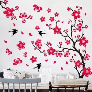 梅花墙贴y纸贴画装饰墙画墙纸自粘图案小花客厅干枝梅喜鹊墙体帖