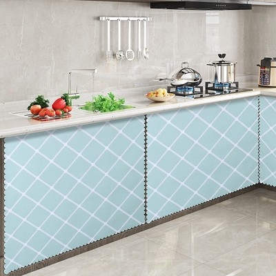 灶台厨房自厨房防柜帘拉橱柜粘遮s挡门遮挡帘油布推帘拉防水厨房