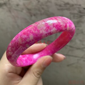 台湾七彩玉桃花玉天然玉手镯韩版玉手镯时尚女款镯子