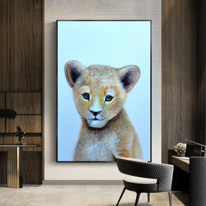 手绘老虎油画生肖虎卡通可爱现代客厅装饰画玄关走廊挂画卧室壁画