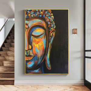 品都旗舰店天猫中式禅意唐卡佛像半面佛头像diy数字油画玄关客厅