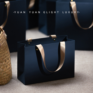 原创ins风高级感礼物袋触感质感藏蓝色生日礼品袋送礼手提纸袋