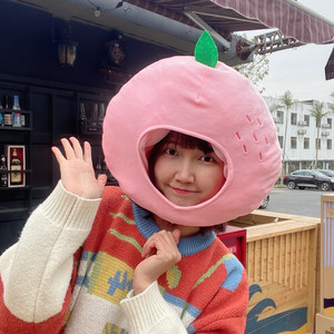 水果头套日韩ins少女心可爱创意橘子橙子帽子礼物拍照派对道具