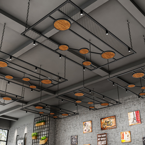 吊顶复古生态酒吧天花板餐厅风铁艺工业创意定做铁丝网板装饰镂空