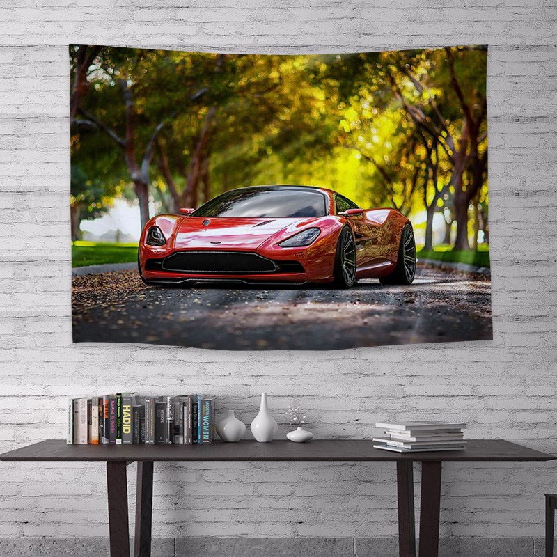 豪车跑车k汽车ins背景墙布房间床头直播间装饰挂布法拉利兰博基尼
