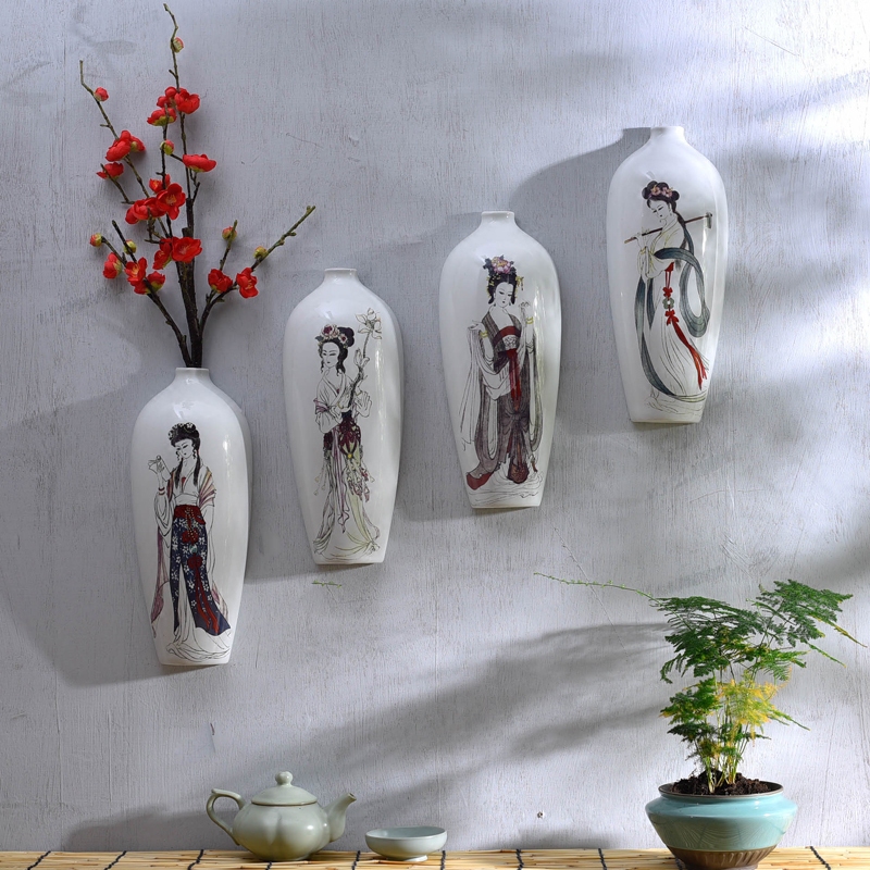 简洁壁挂陶瓷花瓶墙上花插壁饰禅意装饰创意电视墙背景墙餐厅挂.