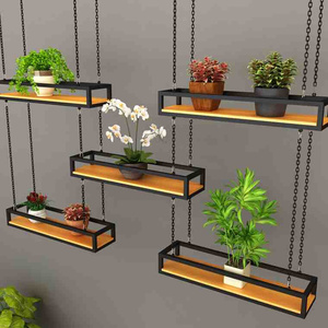创意空中铁艺悬挂吊顶花架工业风酒吧台歺餐厅绿植吊架装饰置物架