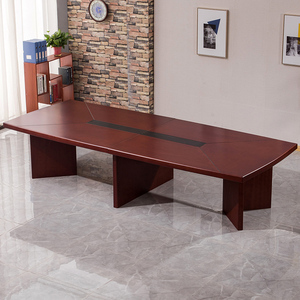 会议桌简约开会办公桌椭圆条形培训桌贴实木皮油漆长桌中型洽谈桌