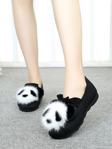 女士布鞋2023新款毛毛鞋女外穿秋冬老北京软底厚底熊猫豆豆加绒保