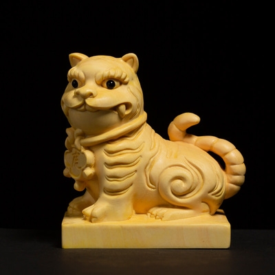 木老虎摆件招财小