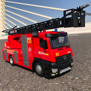 儿童大号合金消防车音乐惯性玩具车男孩汽车可喷水云梯救援车模型