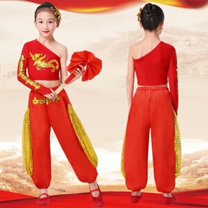 红色主题舞蹈服装东方红革命新一代儿童啦啦对幼儿中国美舞蹈服