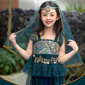 女童民族服装儿童演出服新疆舞裙夏季短袖西域公主异域风情舞蹈服