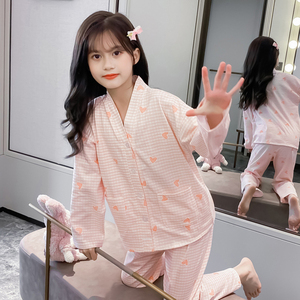 00美一贝贝淘宝女童睡衣薄款冰丝儿童夏季十岁女孩女宝宝中大童套装