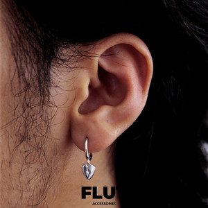 FLUT S925纯银复古小爱心耳圈耳扣高级设计感心形耳环男女同款
