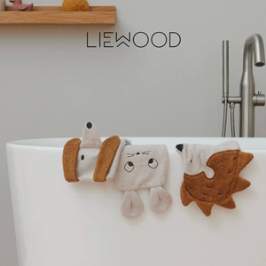 丹麦liewood卡通搓澡巾宝宝洗澡毛巾浴擦创意卡通装饰可爱有机棉