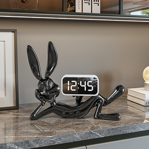 创意轻奢高档兔子时钟摆件音响客厅酒柜家居电视柜餐边柜装饰礼品