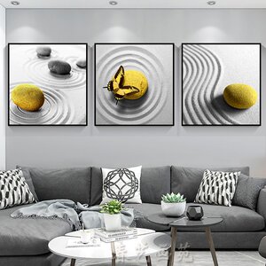 石来运转客厅装饰画蝴蝶石头墙画沙发背景墙挂画黑白餐厅书房壁画