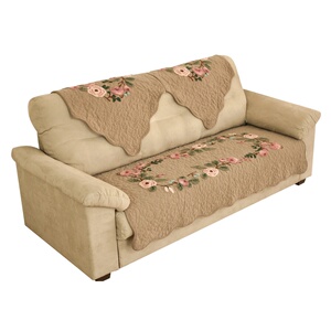 现代简约布艺坐垫四季通用沙发罩沙发巾欧式防滑h刺绣田园沙发垫