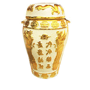 龙凤戏珠砂金骨灰坛陶瓷金斗骨灰盒骨灰坛骨灰罐骨灰缸金坛