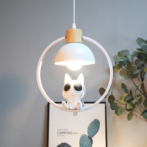 现代简约卧室儿童房床头单头吊灯女孩 餐桌吧台北欧创意卡通猫灯