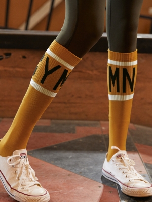 小溪家复古r越野长高筒压缩袜透气女网红健身马拉松跑步运动长袜