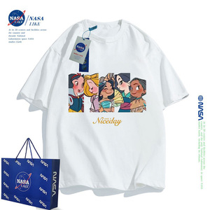 NASA联名童装白雪公主短袖T恤夏装男女童儿童衣服纯棉打底衫上衣