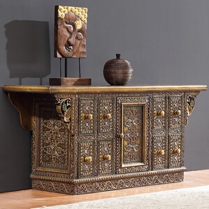 泰域东南亚风格家具泰式客厅电视柜卧室泰国玄关储物柜子实木复古