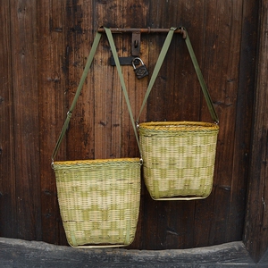 新款背萝竹编背篓家p用采茶竹篓塑料篮子斜挎茶娄背楼鱼篓小竹.