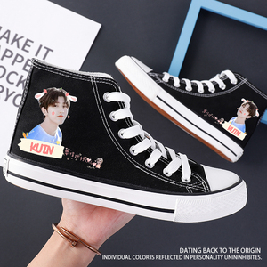 蔡徐坤帆布鞋ikun坤坤高帮休闲鞋同款应援学生女鞋定制潮流运动鞋