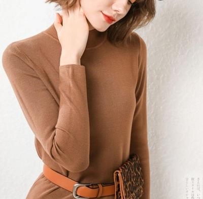 半高领针织衫秋季新款女w薄款春秋打底衫女时尚百搭短发衣服