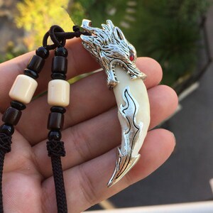 狼牙吊坠狼牙吊坠项链个性大号藏獒真牙黑狗牙情侣霸气潮男士七夕