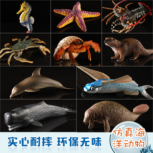 仿真海洋生物玩具动物模型认知海底世界螃蟹龙虾抹香鲸寄居蟹海星