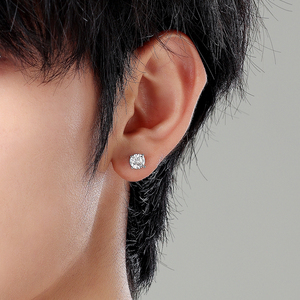 ii纯银s925耳钉男单只耳饰钻石锆石嘻哈高级耳环潮流个性男士男款