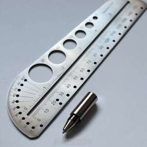 edc多功能钛合金尺子刻度直尺圆规量角器内六角不锈钢美术工具