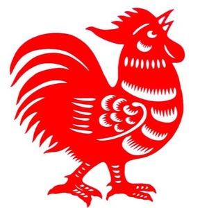 2r021面带贴纸剪纸面红不干胶玻璃大红橱窗贴公鸡画镂空窗花胶墙