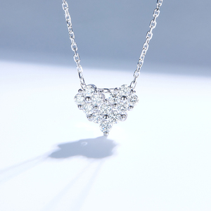 兰铂璀丽天然南非真钻石18k金一款两戴 心形爱心锁骨钻石项链坠链