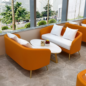 轻奢咖啡厅卡座简约现代办公商务会客接待洽谈沙发奶茶店桌椅组合