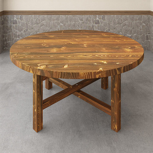 实木圆桌加厚杉木1.2米家用吃饭木桌子面板1.1米折叠餐桌餐饮商用