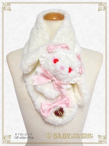 【国内现货】BABY兔熊围巾粉白 奶茶围巾