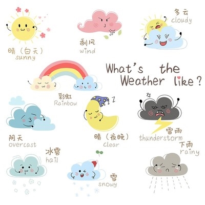 天气预报贴纸 幼儿园p 小小气象员温馨儿童墙面装饰婴儿贴纸幼儿