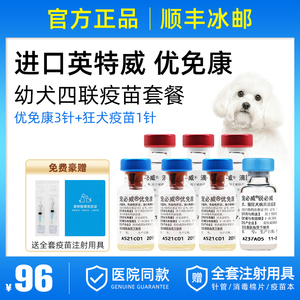 英特威四联狗疫苗宠物幼犬小狗四联狗狗狂犬疫苗预防针幼犬套餐针