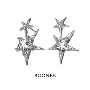 BOONEE星动系列镶钻五角星耳环2023新款小众设计高级感耳饰耳钉女