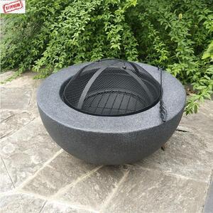 户外圆形石头烧烤炉别墅民宿取暖火盆花园烤火炉庭院露台木炭烤架