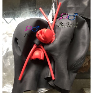 夏季大促乳胶头套牙套鼻管面具口塞立体人脸窒息口腔调教特厚现货