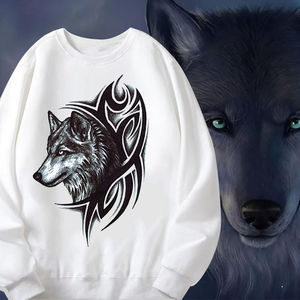 霸气狼头卫衣男加绒外套狼图腾纹身图3d精神小伙ins潮牌男装衣服