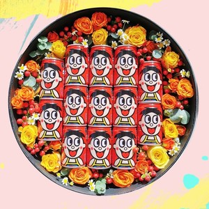 情人旺仔牛奶心形礼盒零食花束上海鲜花速递同城生日礼物配送花店