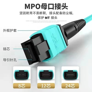 mpo万兆多模光钎跳线电信级MPO转MPO/MT/MTP8芯12芯24芯OM3/OM4 40G/100G多芯光模块连接线尾纤